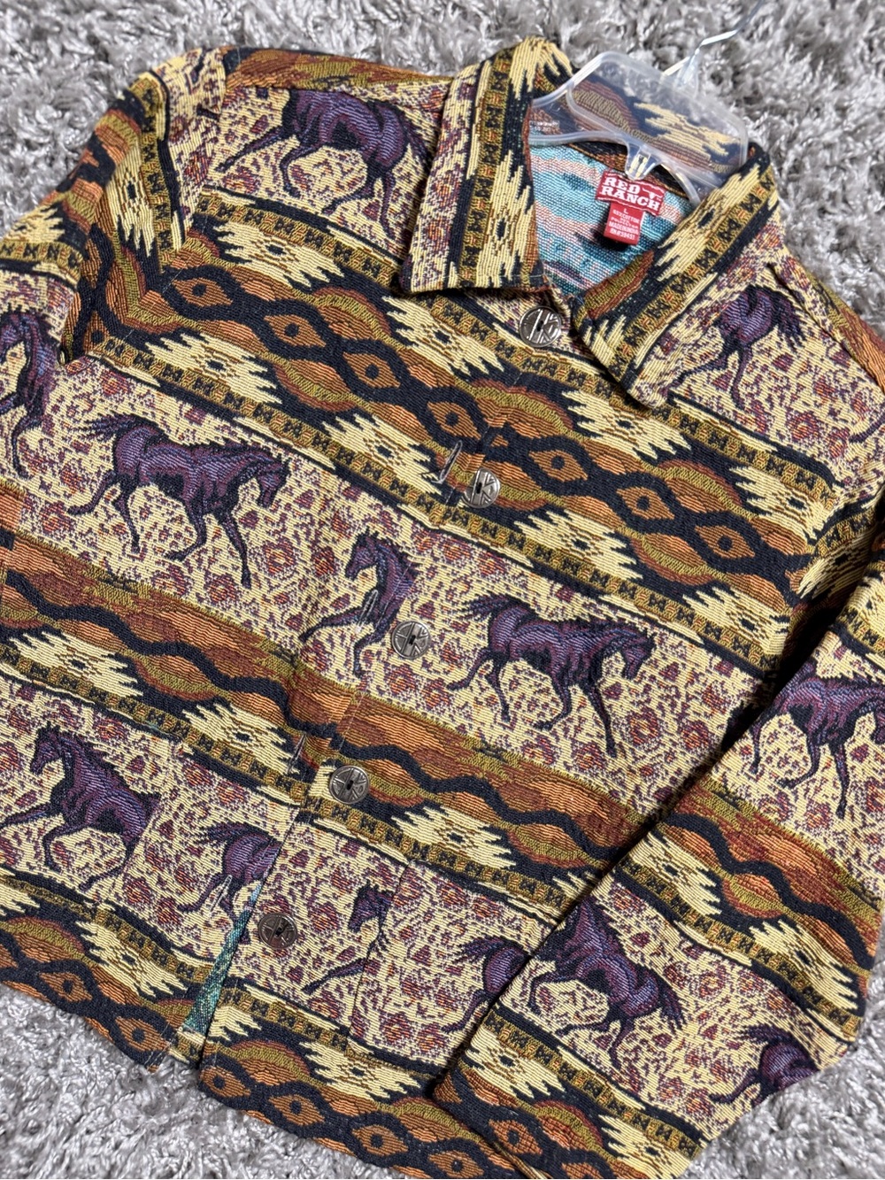 Vintage Red Ranch Western Tapestry Jacket